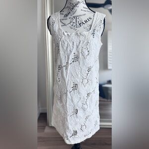 organic john patrick sleeveless lace sheath dress white *flaws